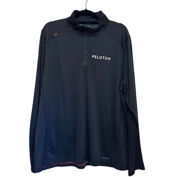 Rhone Sequoia 1/4 Zip Black Shirt Peloton Branding sz XXL EUC - Picture 1 of 8